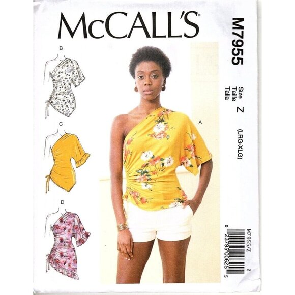 McCall's M7955 Misses L to XL Off the Shoulder Ruched Tops Uncut Sewing Pattern - Picture 1 of 2